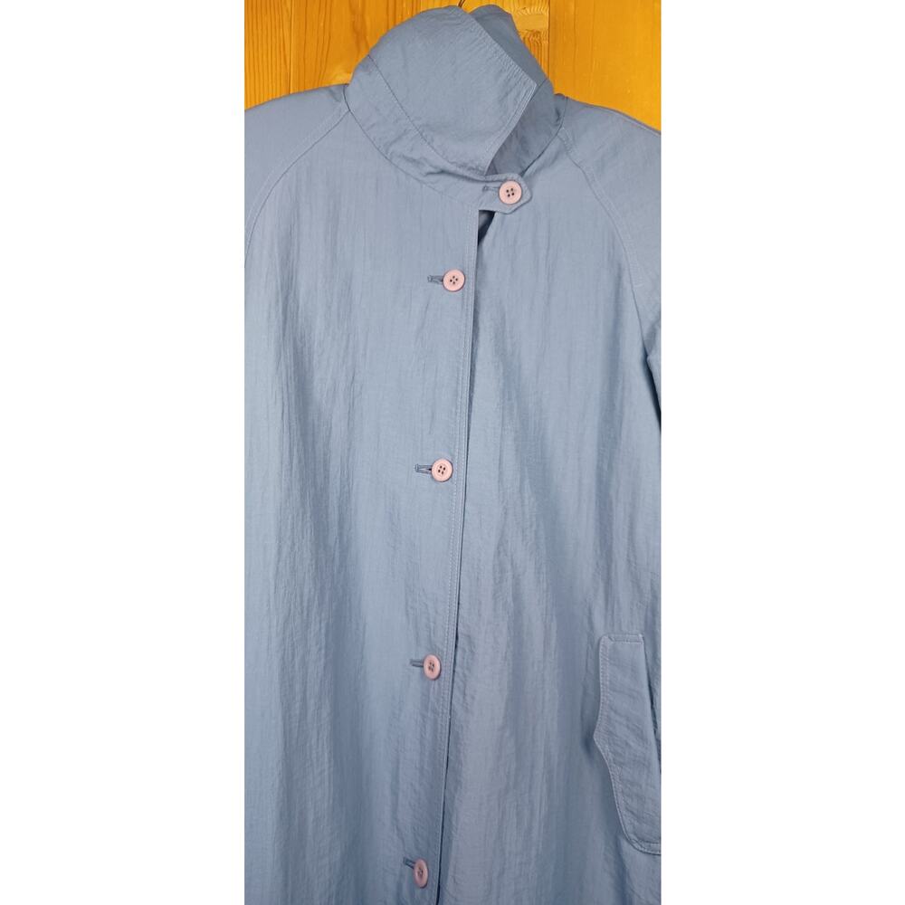 VTG London Fog Teal Blue Trench Coat Women's Size 10 Regular, Longline Raincoat - Picture 5 of 8